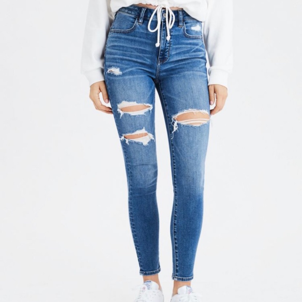 Dark wash super high-rise jeggings!!👖